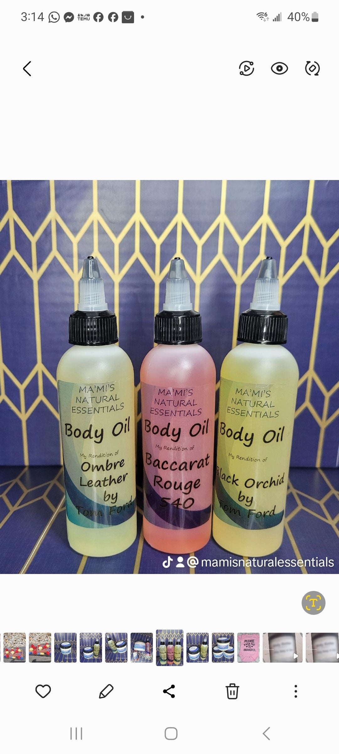 Mens Body Oil w/Designer Fragrance